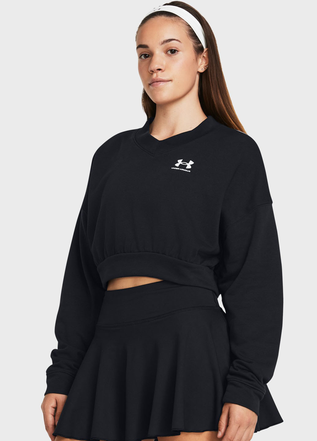 Чорний лонгслів Under Armour логотип без декору (293970872)