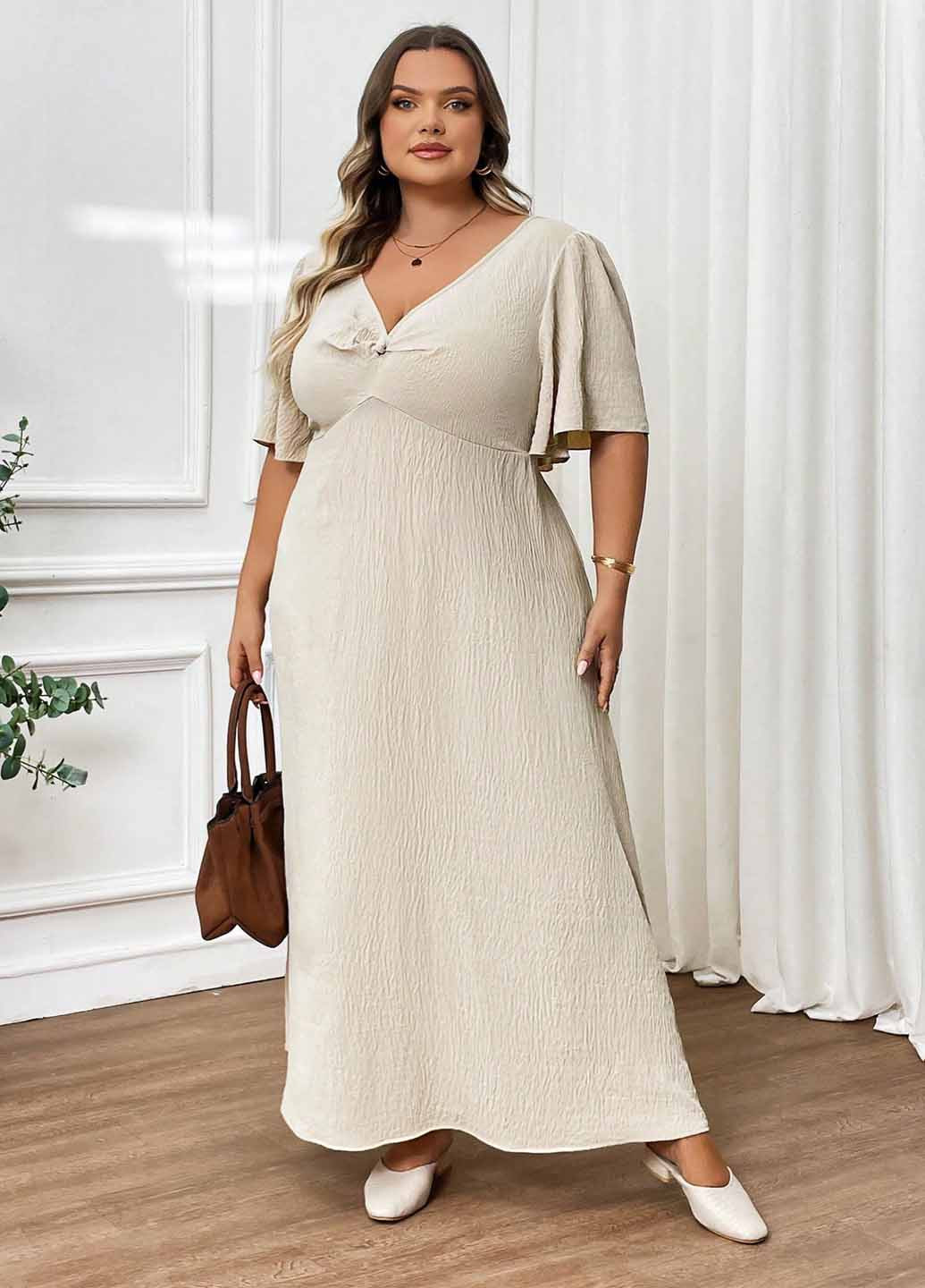 Кремова кежуал сукня SHEIN однотонна