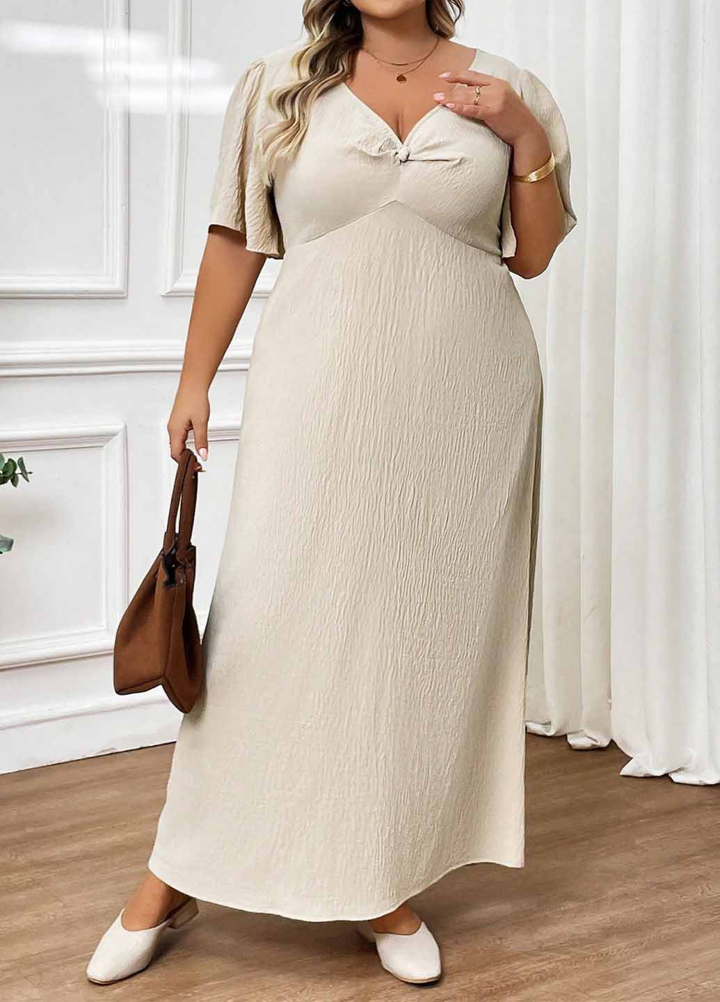 Кремова кежуал сукня SHEIN однотонна