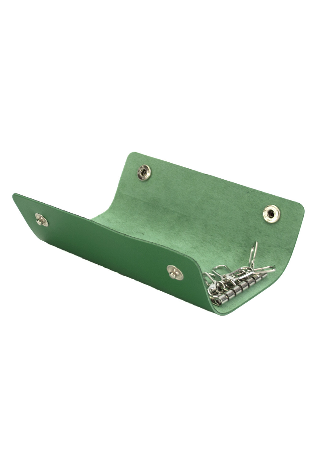 Ключниця шкіряна на кнопках з карабінами зелена HC0077 green HandyCover (253262513)