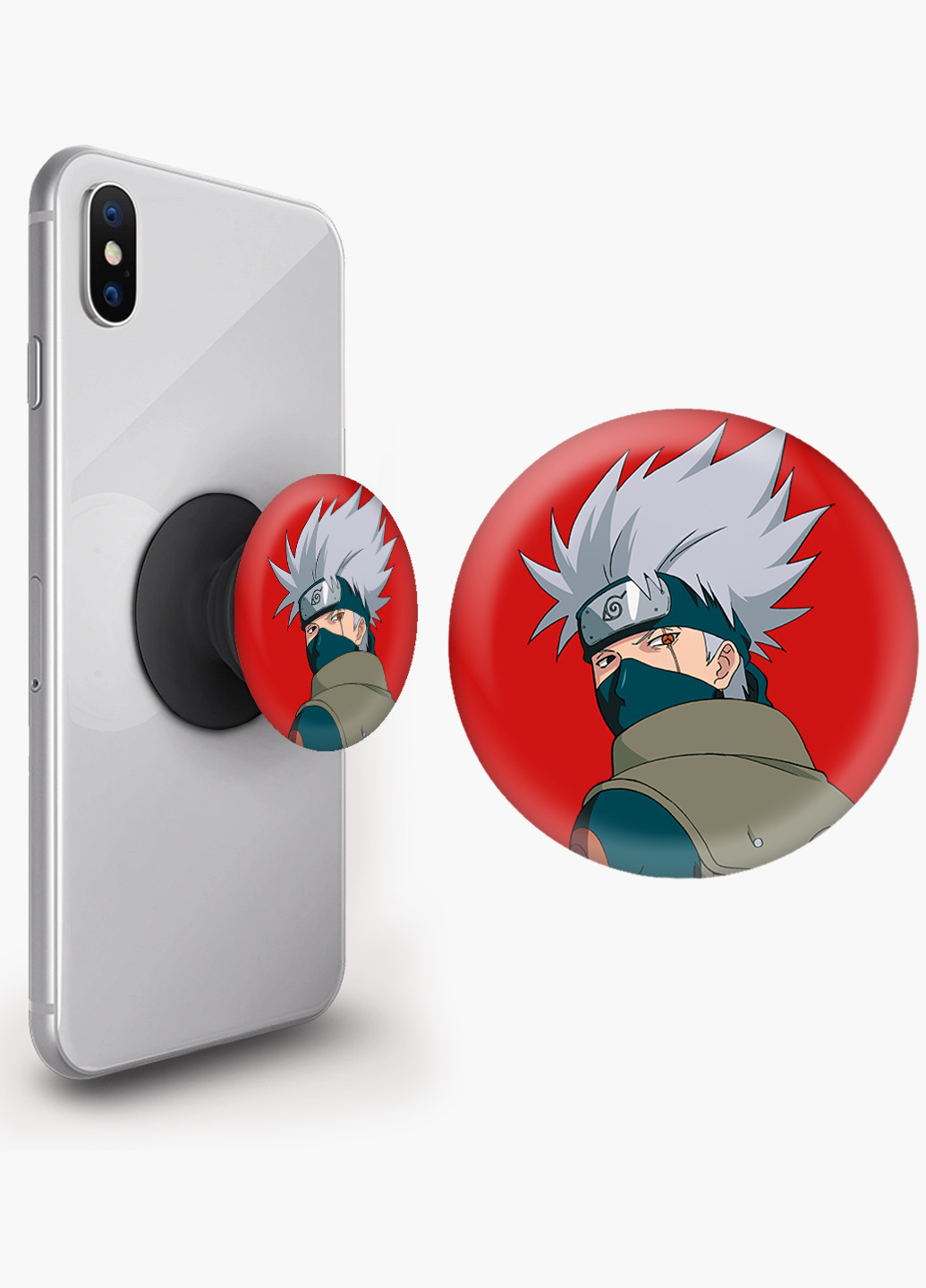 Попсокет (Popsockets) тримач для смартфону Гатаке Какаши Наруто (Hatake Kakashi) (8754-2820) Чорний MobiPrint (221548613)