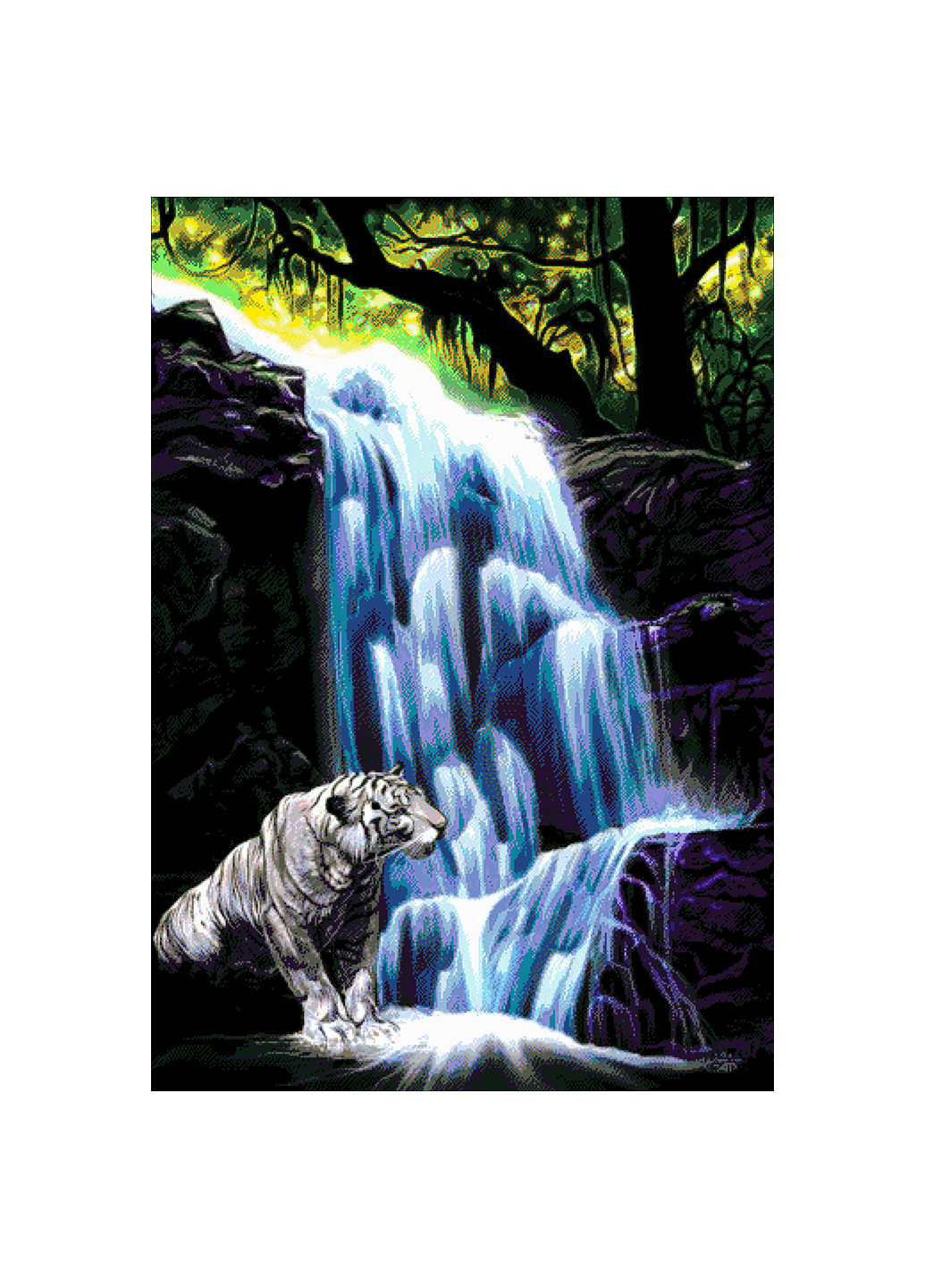 Набір для вишивання бісером Тигр у водопада 64х92 см Александра Токарева (252253469)