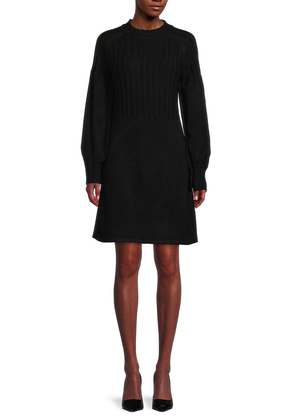 Черное кэжуал платье платье-свитер Calvin Klein однотонное
