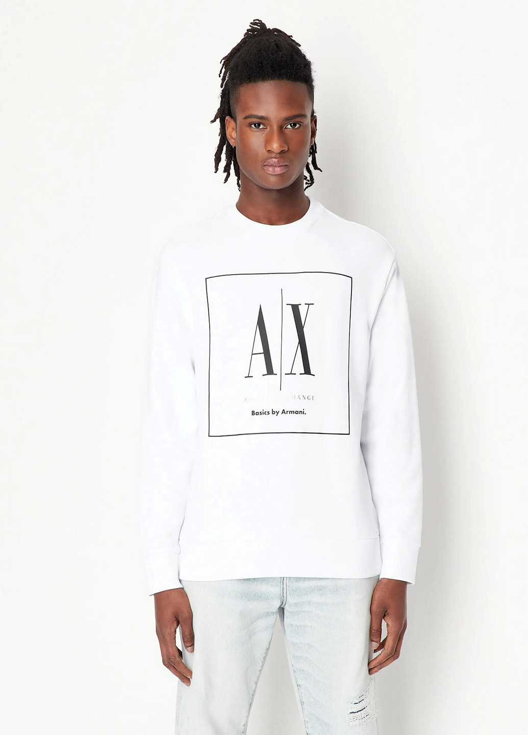 Белый свитшот Armani Exchange логотип без декора (365688591)