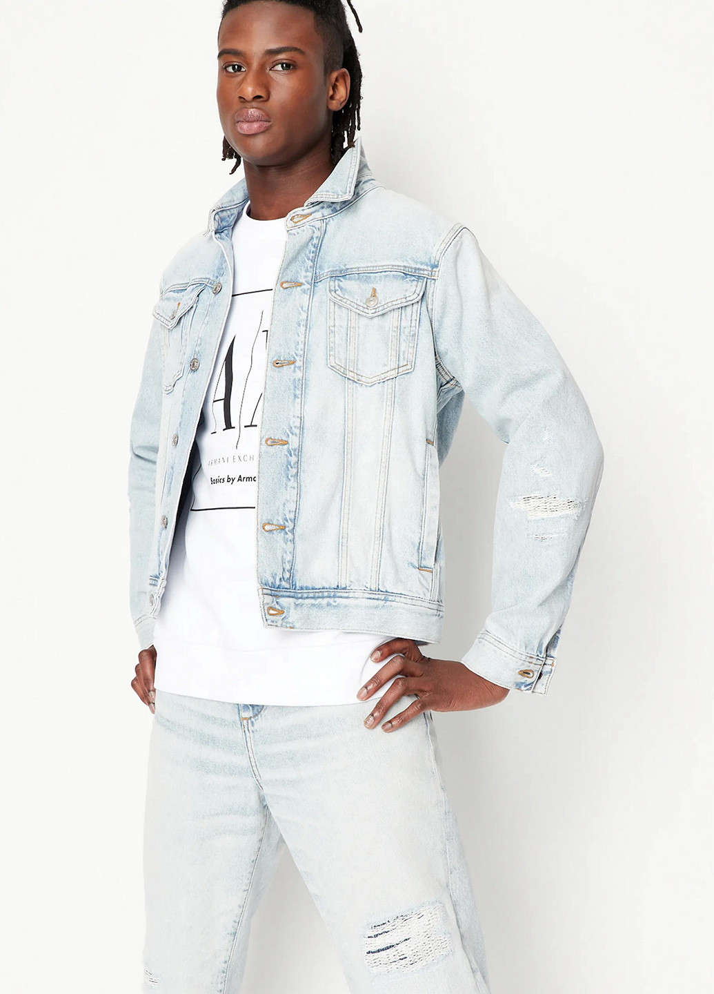 Белый свитшот Armani Exchange логотип без декора (365688591)