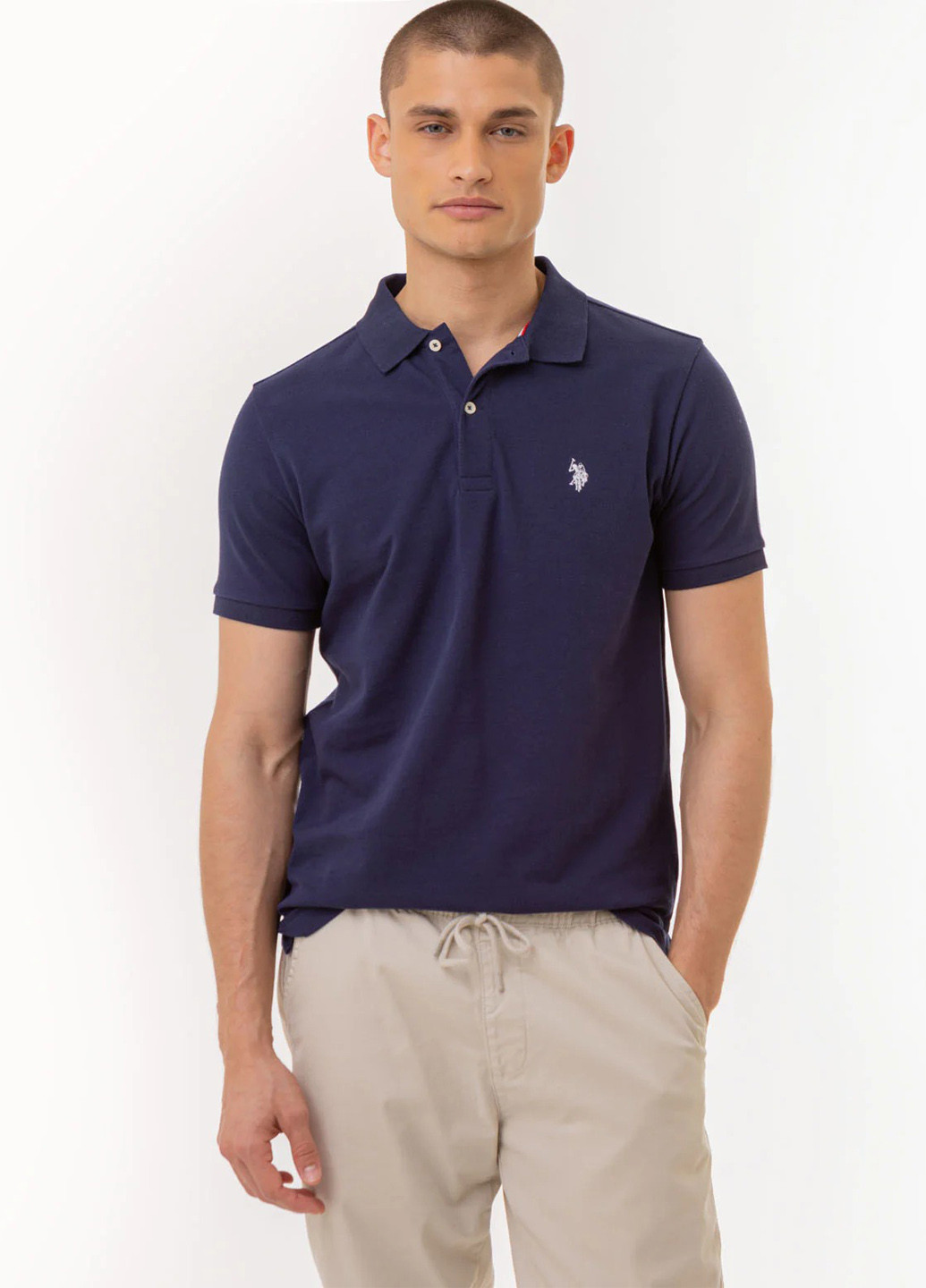 Темно-синяя футболка-поло для мужчин U.S. Polo Assn. однотонная