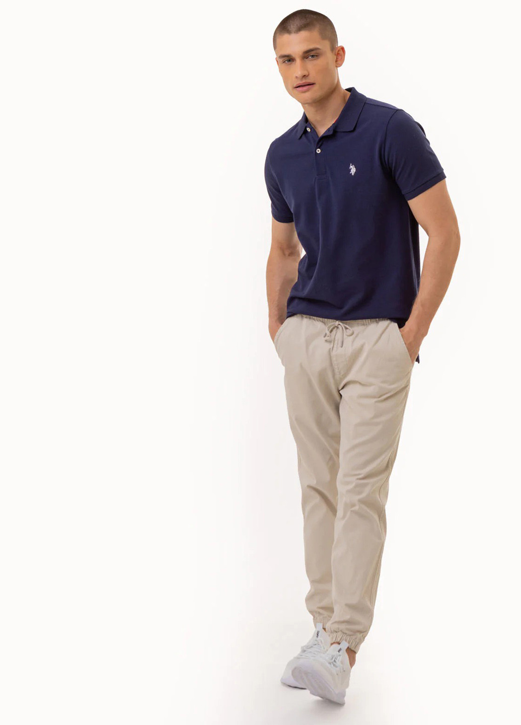 Темно-синяя футболка-поло для мужчин U.S. Polo Assn. однотонная