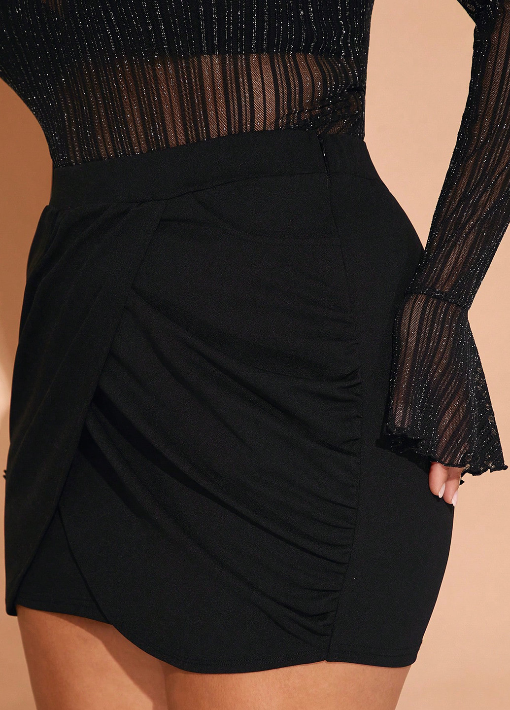 Черная вечерний, кэжуал однотонная юбка SHEIN