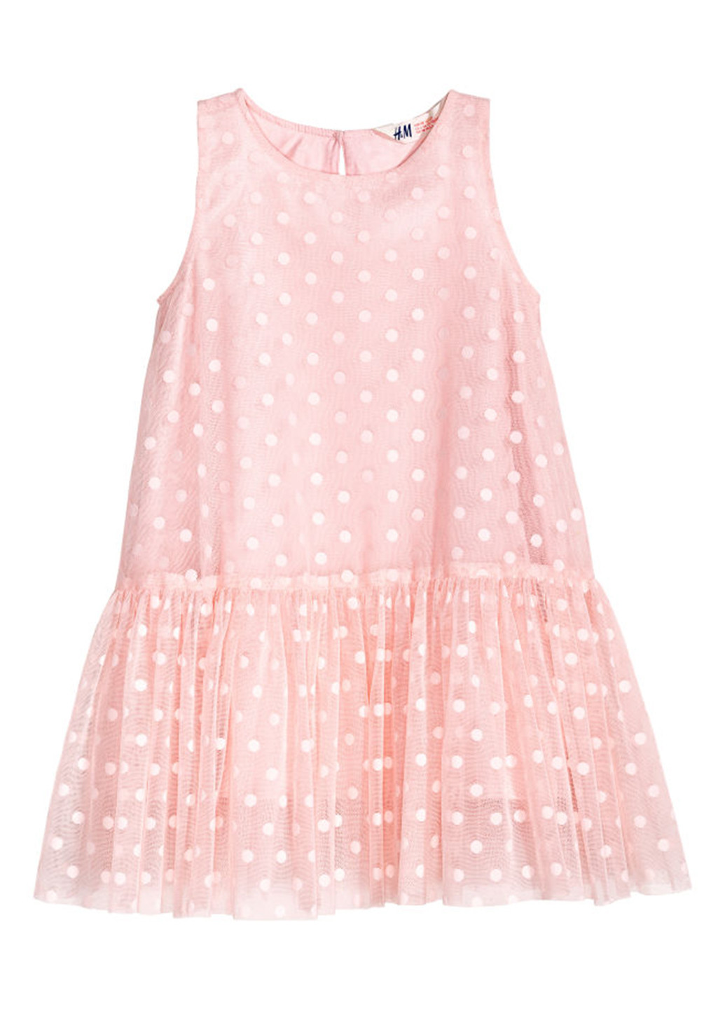 Розовое кэжуал платье а-силуэт H&M в горошек