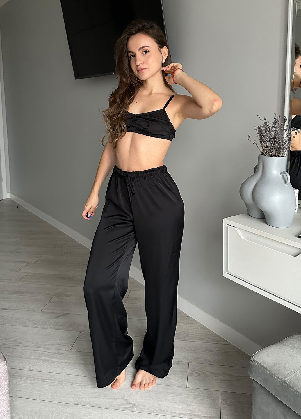 Чорна всесезон піжама (топ, штани) топ + брюки Kari Shop Atelier