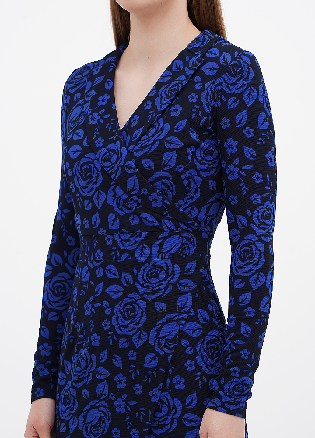 Темно-синее кэжуал платье футляр Rebecca Tatti розы