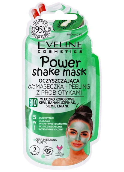 Очищувальна біомаска-пілінг з пробіотиками Power Shake Mask Eveline Cosmetics (250116930)
