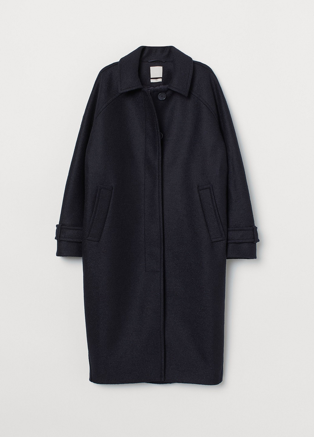 Темно-синее демисезонное Пальто шерстяное H&M