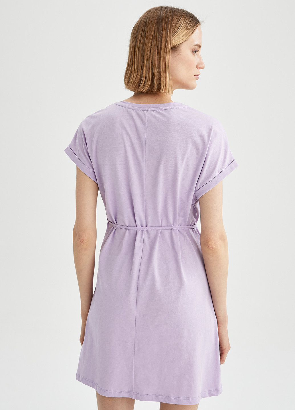 Светло-фиолетовое кэжуал платье платье-футболка, а-силуэт DeFacto