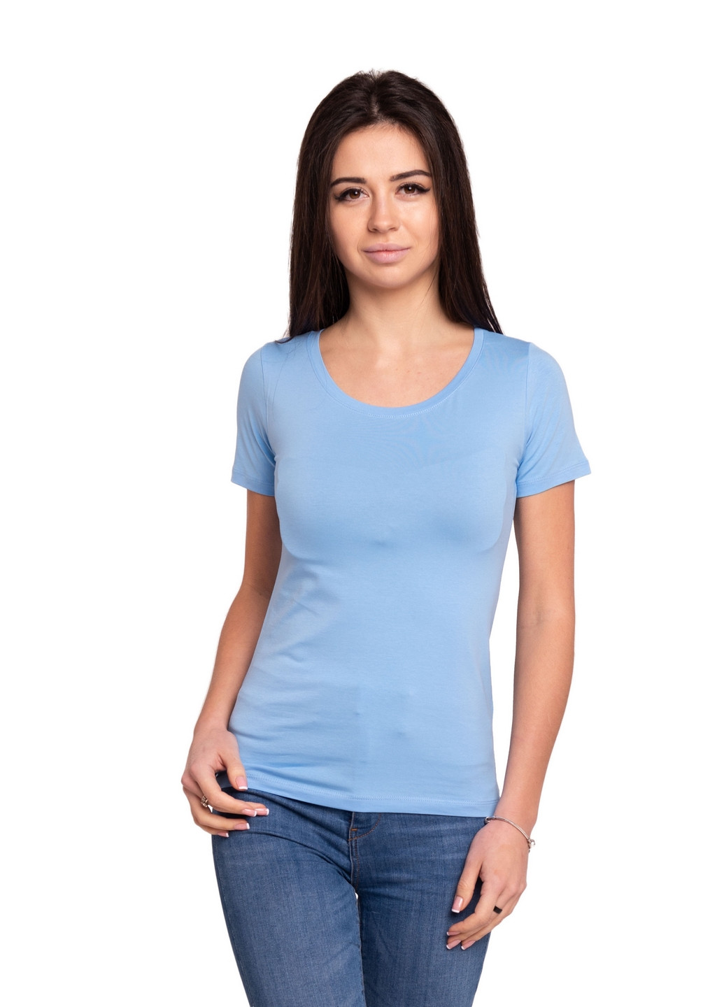 Блакитна всесезон футболка жіноча Наталюкс 41-2347