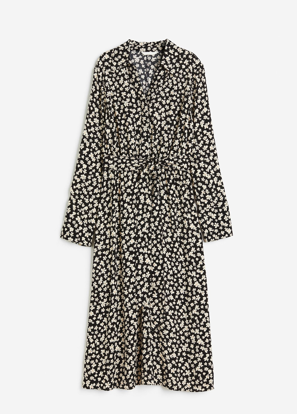 Чорно-білий кежуал сукня сукня-сорочка H&M з квітковим принтом