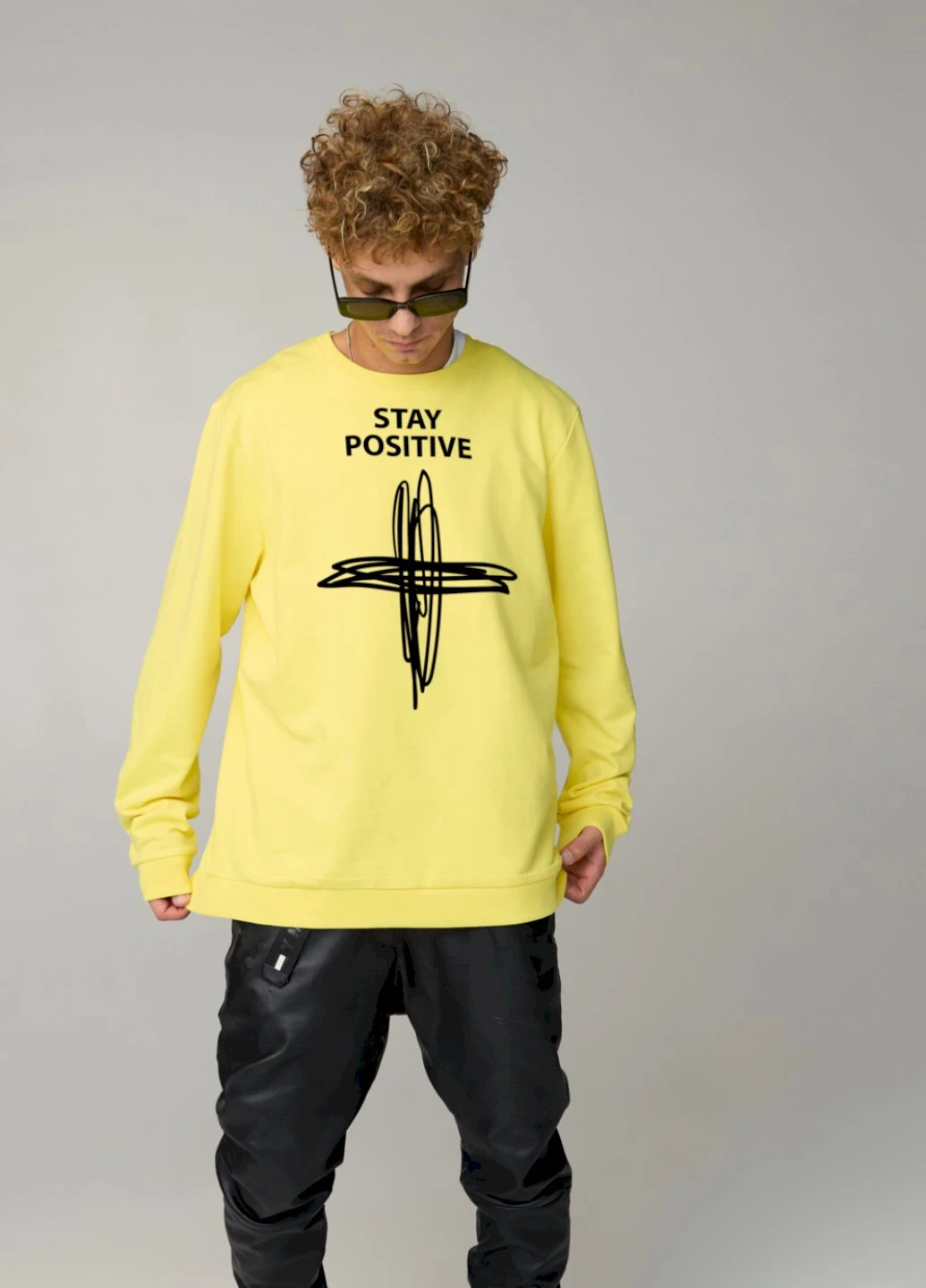 Желтый світшот чоловічий oversize /no flis/ YAPPI рисунок (254557366)