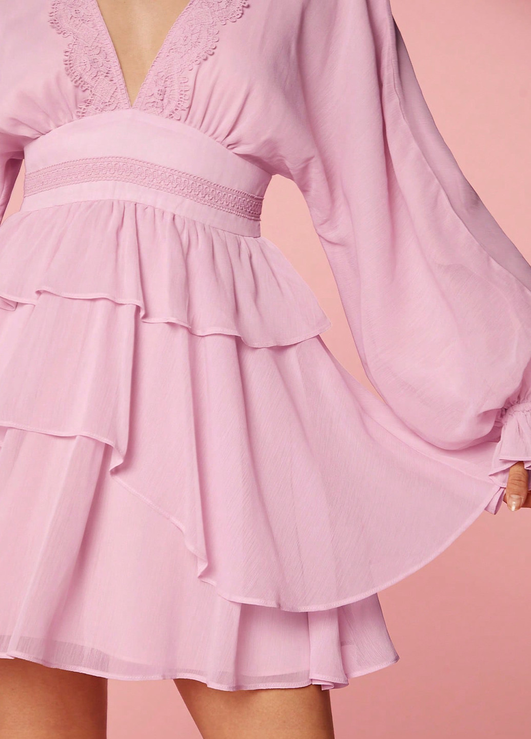 Розовое кэжуал платье в стиле ампир SHEIN однотонное