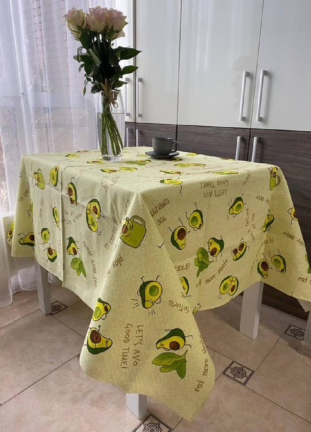 Скатерть накидка на обеденный стол льняная хлопковая с узором 150х220 см (473451-Prob) Unbranded (254783583)