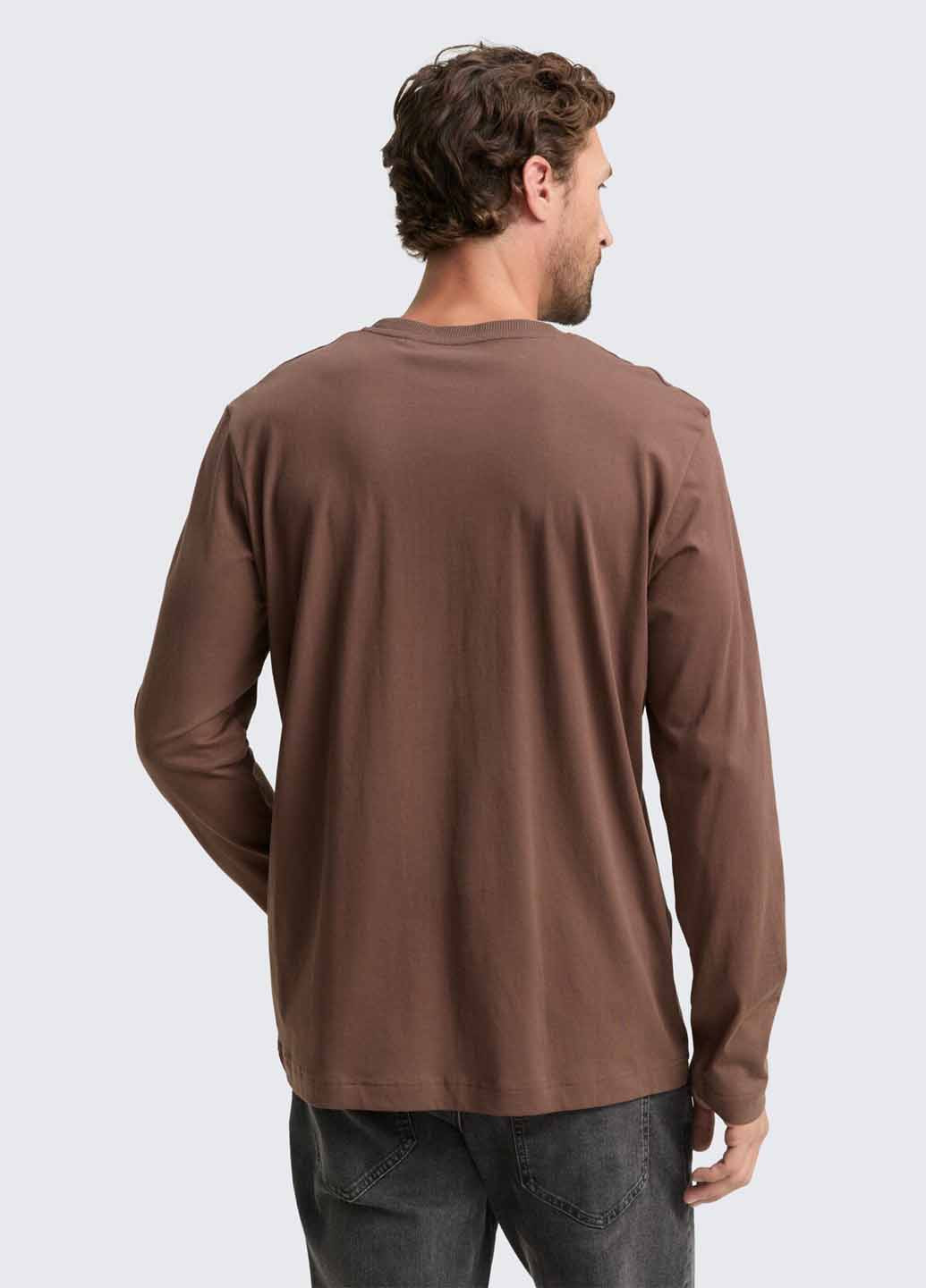 Лонгслів Tom Tailor логотип коричневий кежуали бавовна