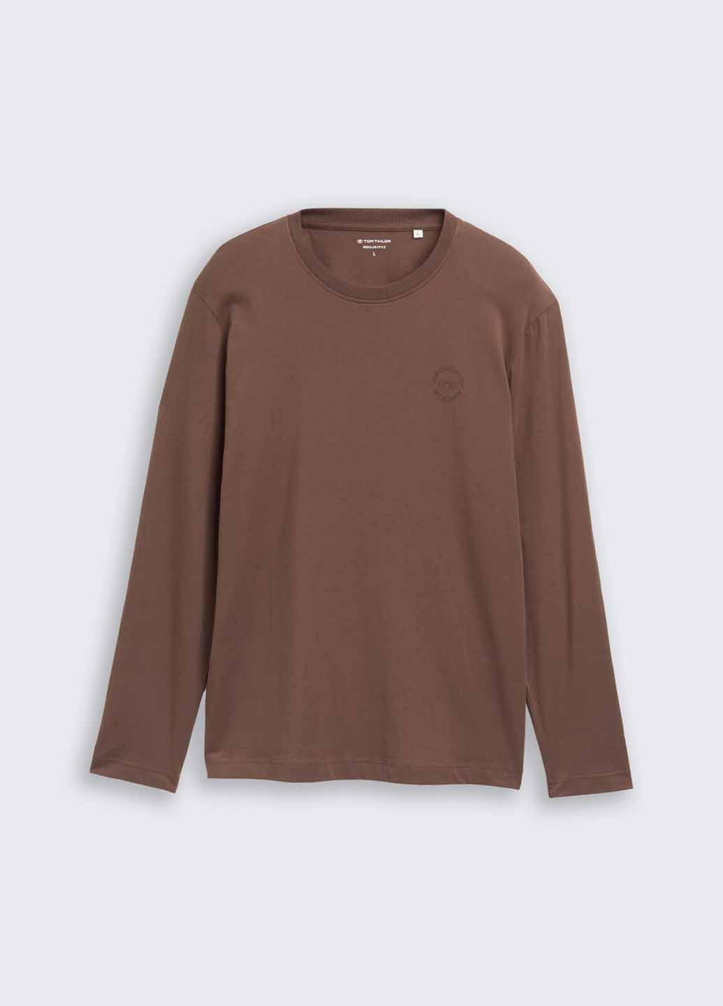 Лонгслів Tom Tailor логотип коричневий кежуали бавовна