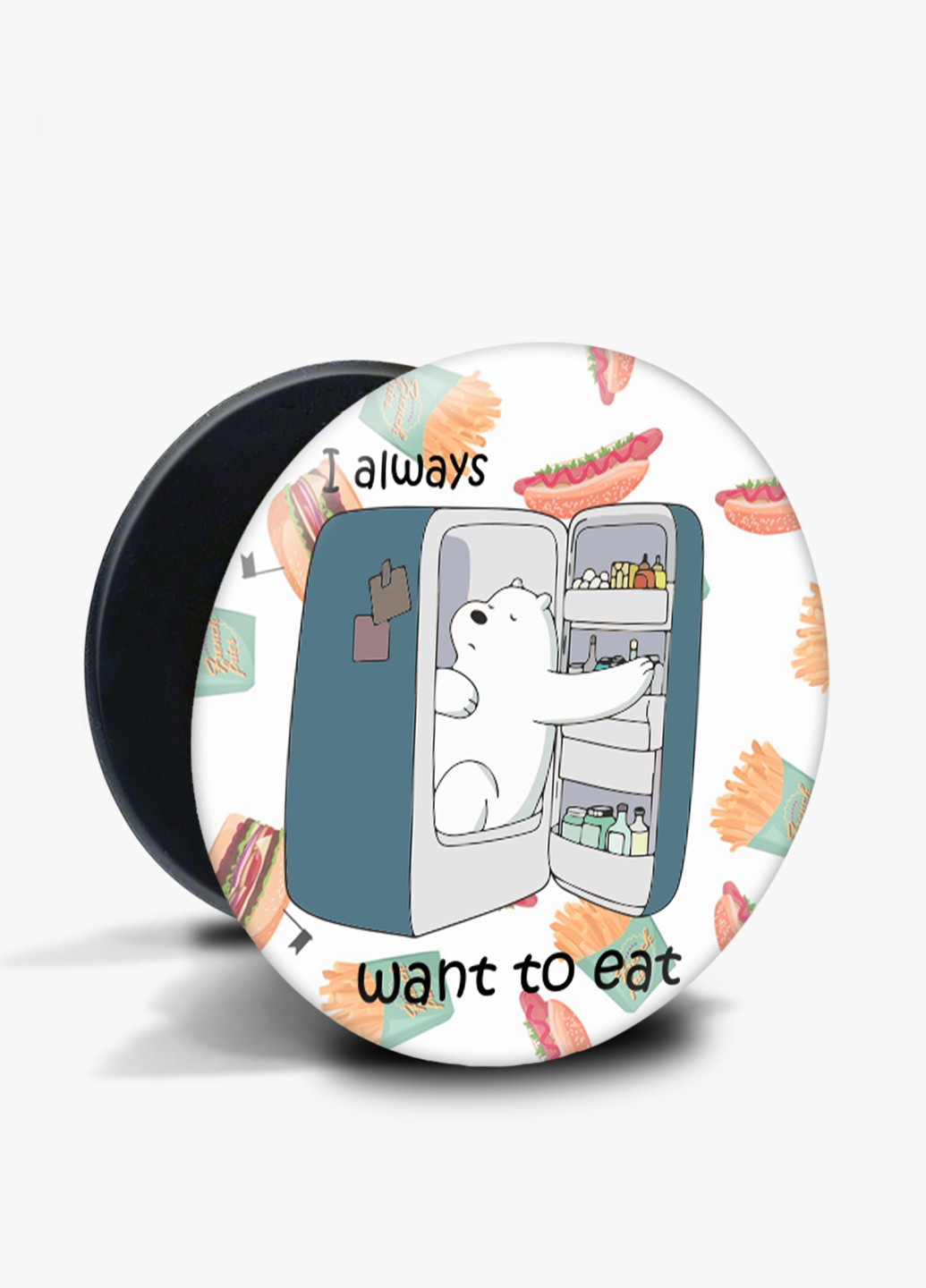 Попсокет (Popsockets) тримач для смартфону Вся правда про ведмедів (We Bare Bears) (8754-2907) Чорний MobiPrint (229014782)
