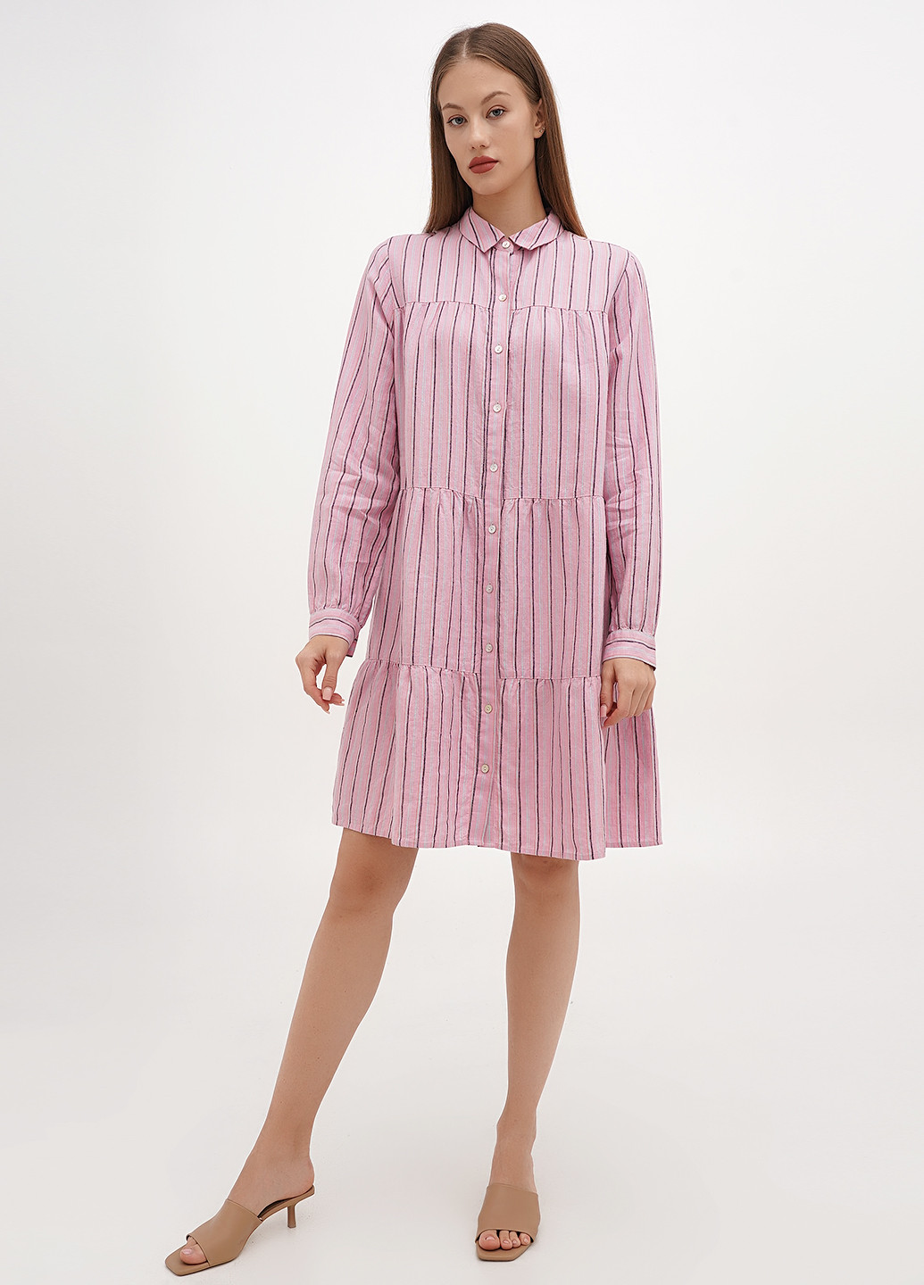 Рожева кежуал сукня сукня-сорочка No Brand в смужку