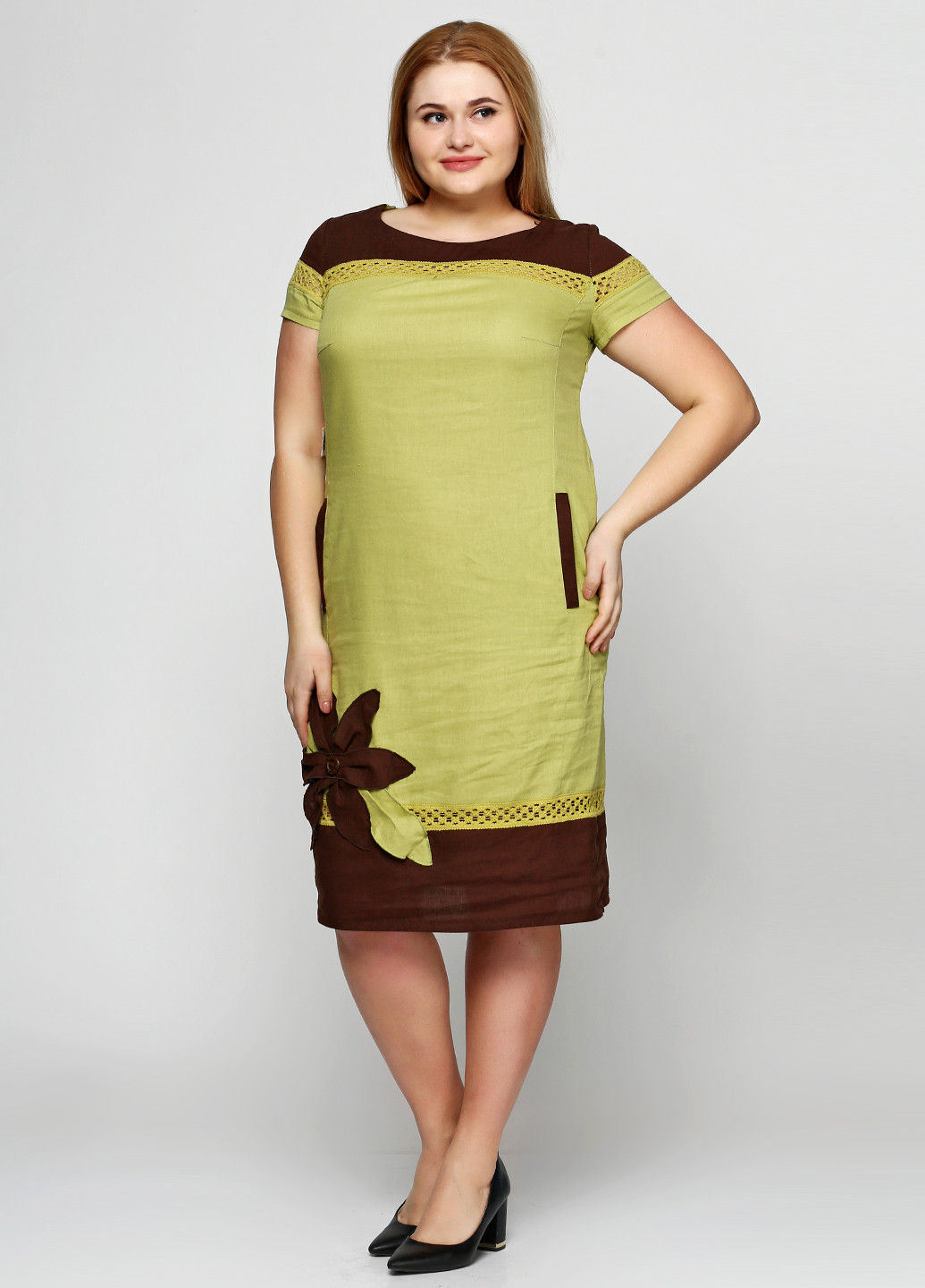 Лимонно-зеленое кэжуал платье Ruta-S однотонное