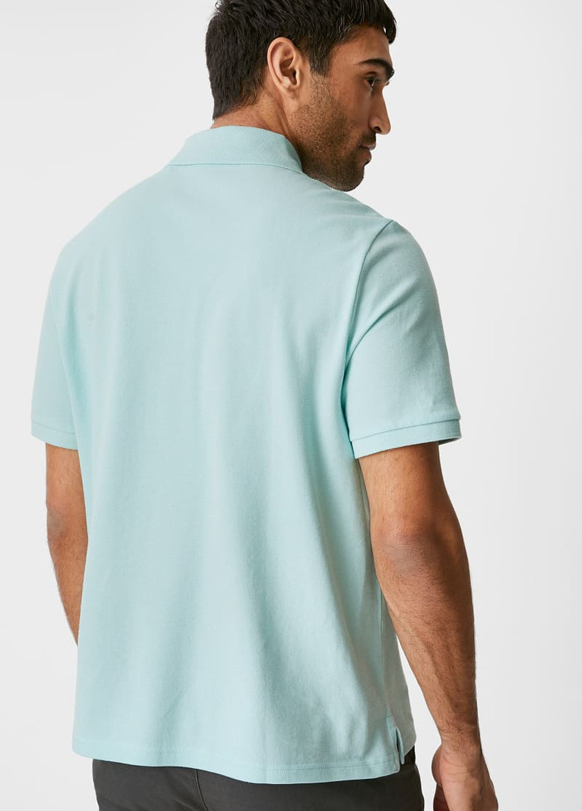 Мятная футболка-поло для мужчин C&A однотонная
