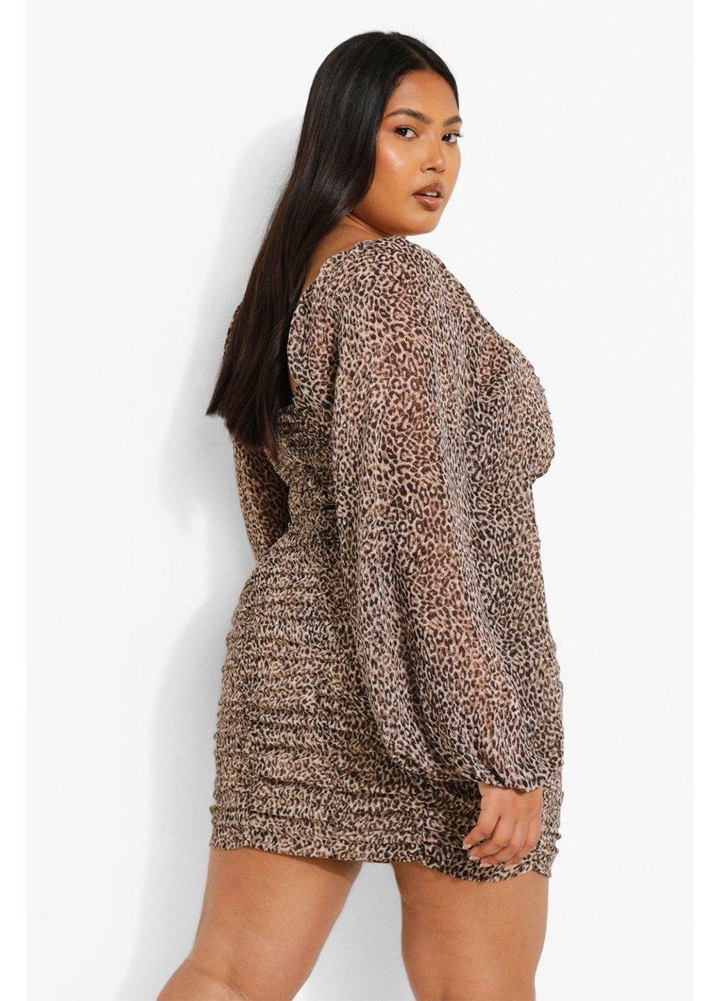 Бежева кежуал плаття, сукня Boohoo леопардовий