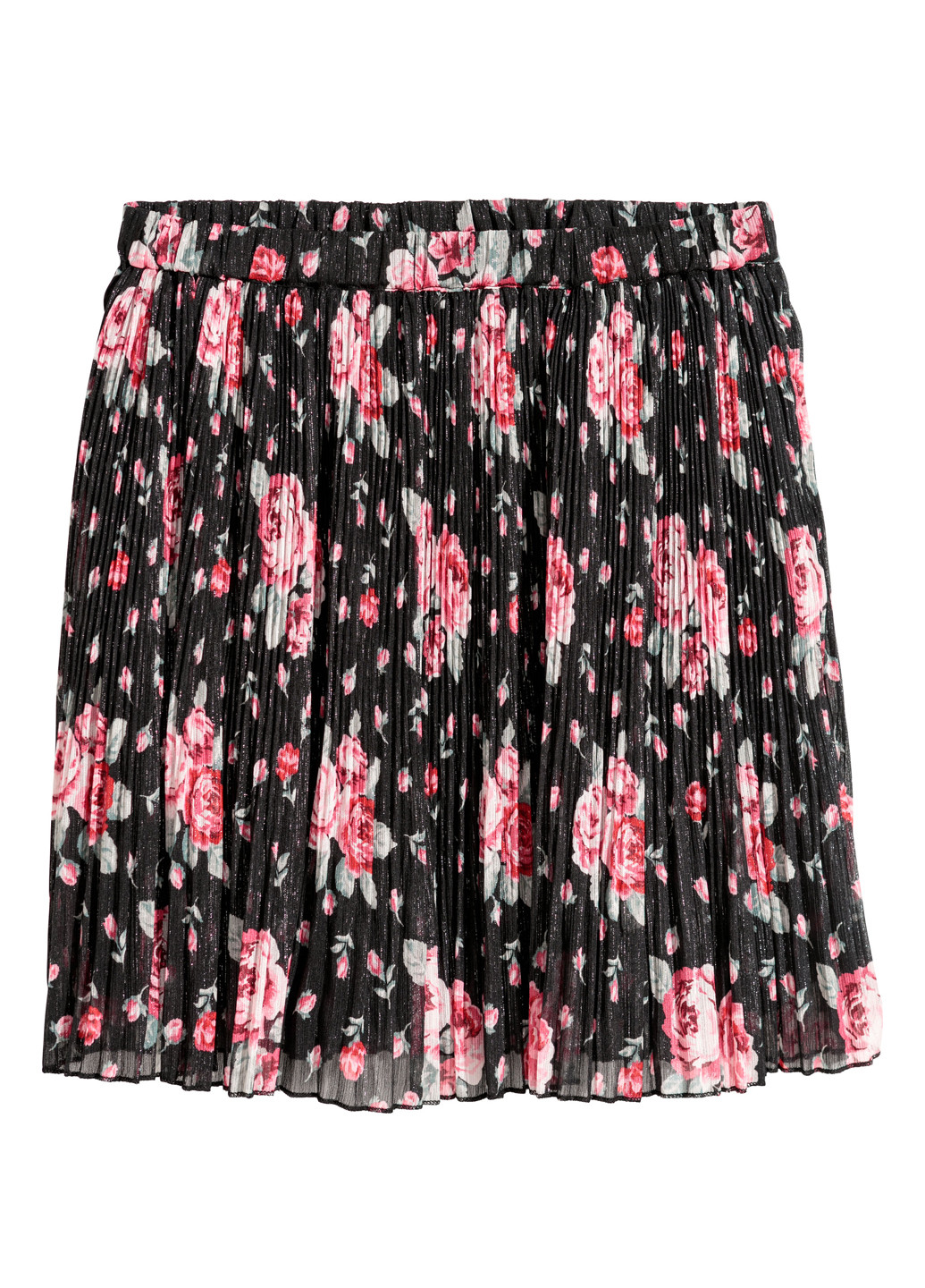 Черная кэжуал цветочной расцветки юбка H&M плиссе