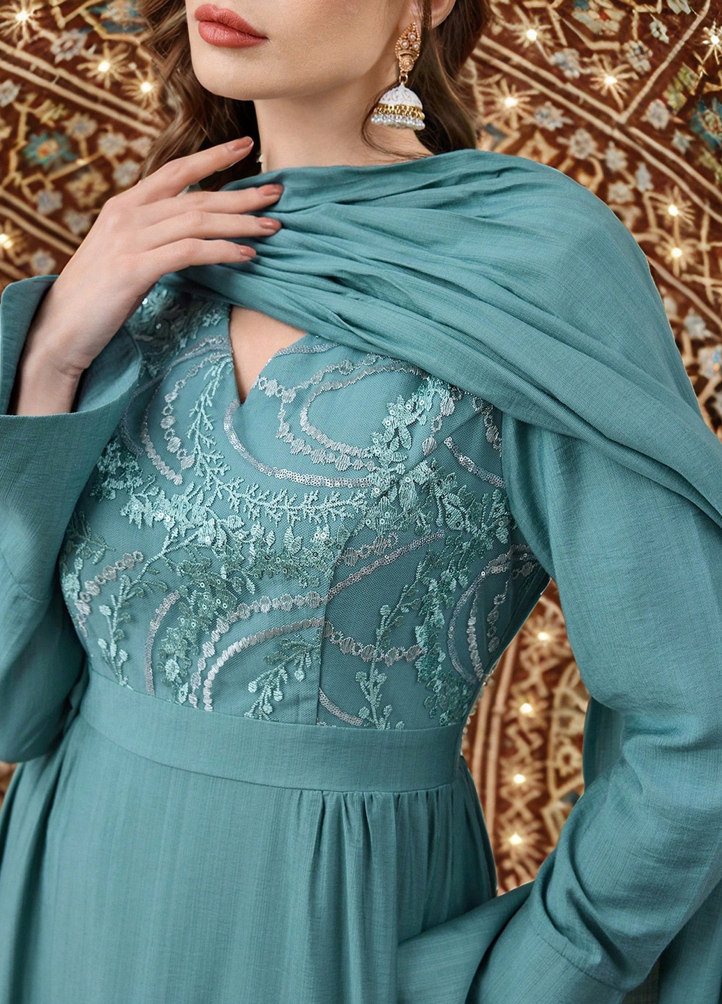 Зелена святковий, вечірня сукня кльош SHEIN однотонна