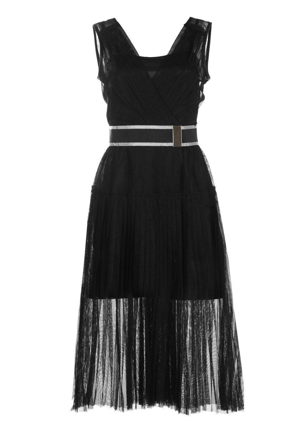 Черное коктейльное платье клеш, плиссированное LOVE REPUBLIC