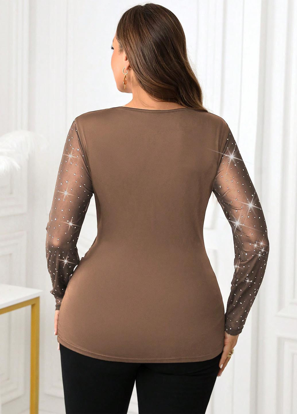 Коричневая блуза на запах SHEIN