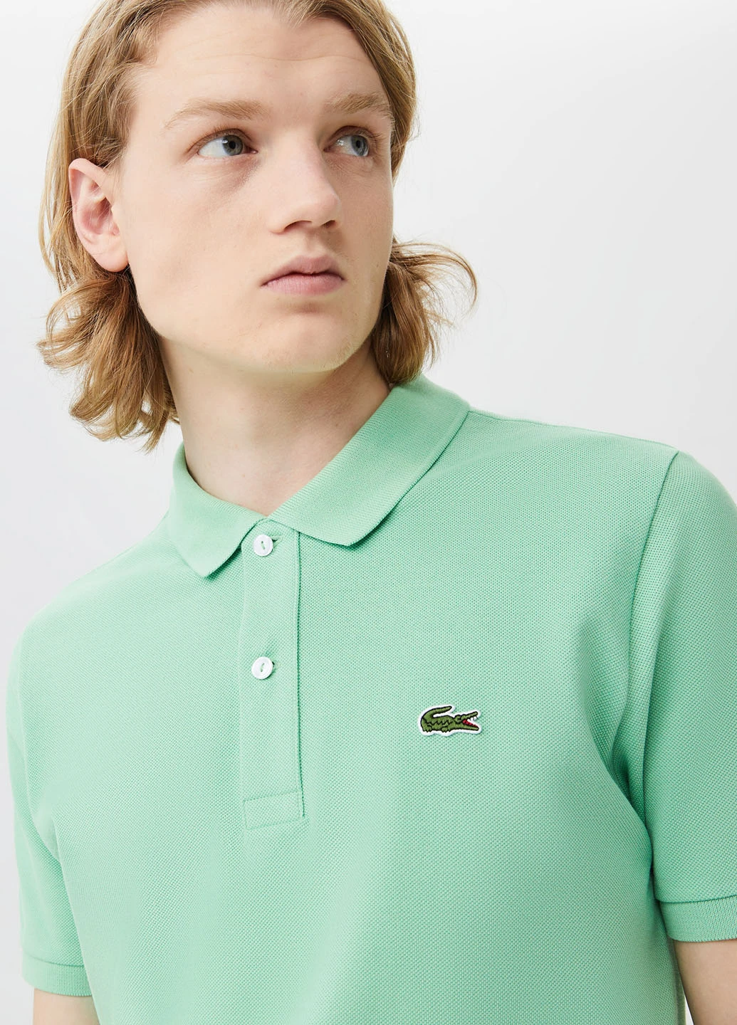 Мятная футболка-поло для мужчин Lacoste однотонная