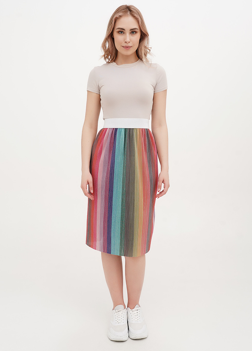 Разноцветная кэжуал в полоску юбка Joie Clair а-силуэта (трапеция)
