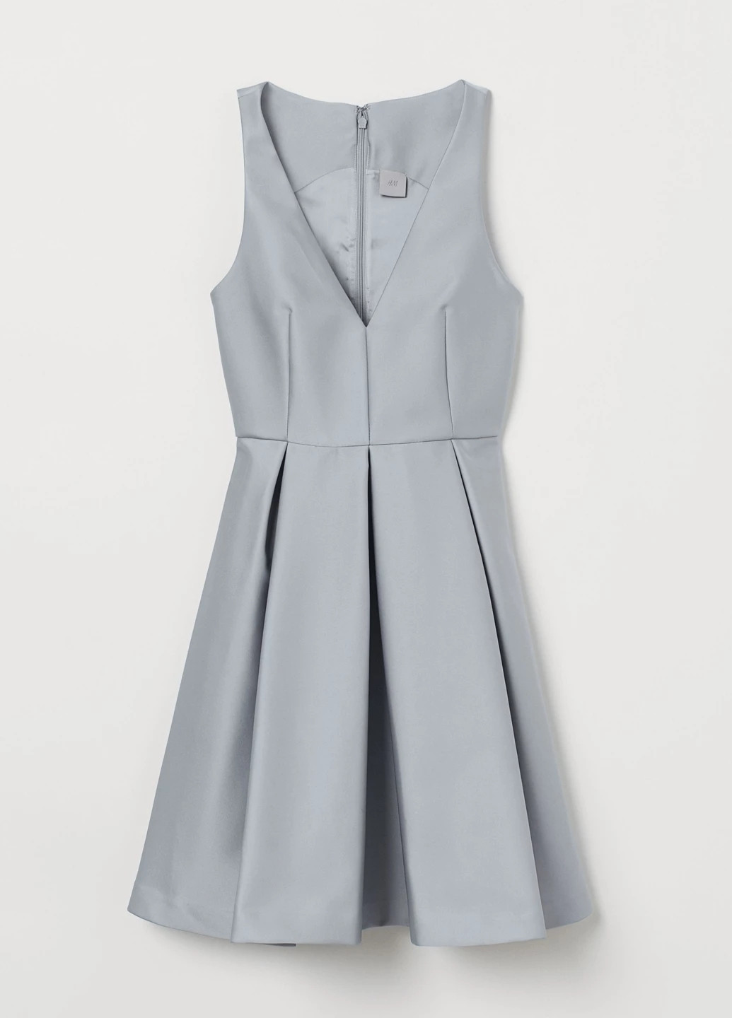 Светло-серое коктейльное платье клеш H&M однотонное