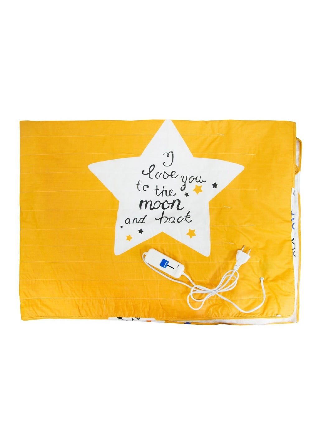 Простирадло електричне з підігрівом термопростирадло односпальне 150х80 см (473384-Prob) Помаранчеве з білими зірками Unbranded (254550018)