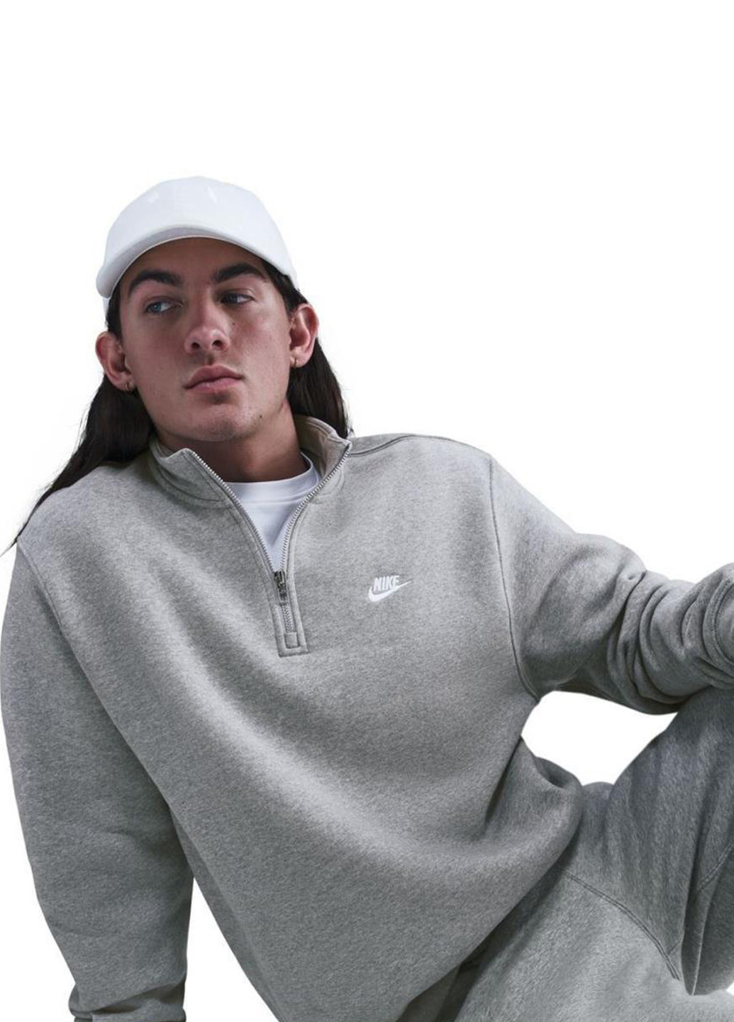 Сірий світшот fn3864-063 Nike меланж вишивка (369766481)