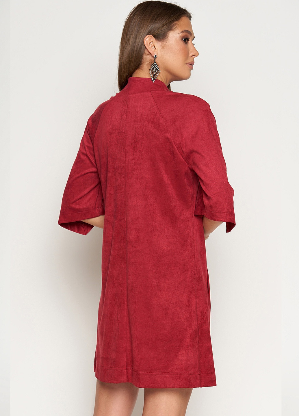 Темно-вишневое повседневный мини платье из эко замши Jadone Fashion
