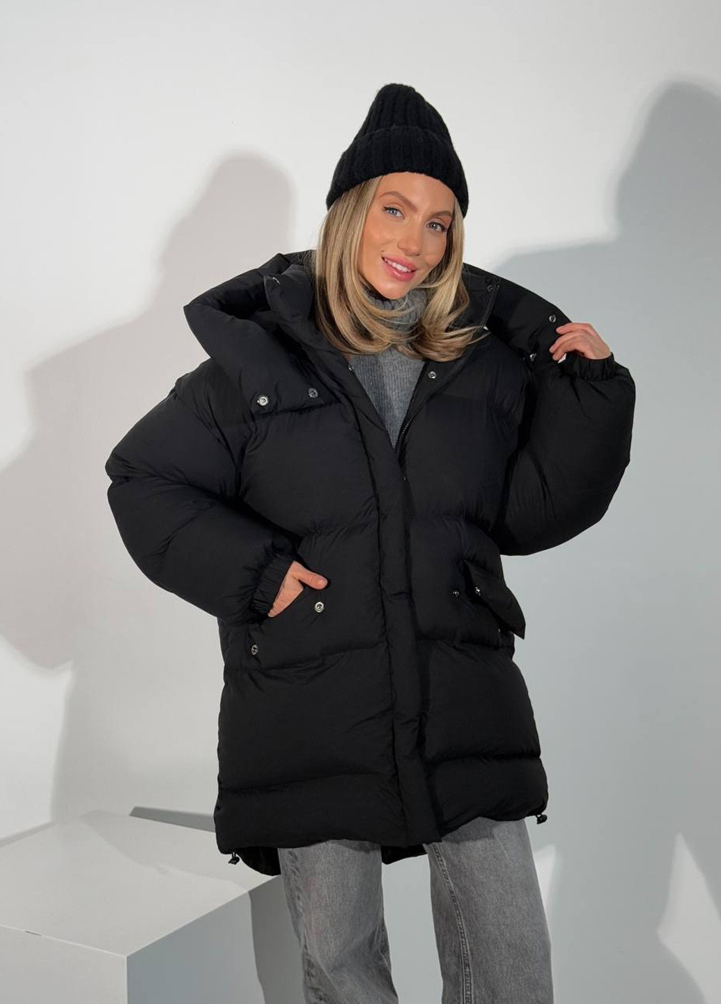 Чорний зимній Пуховик No Brand