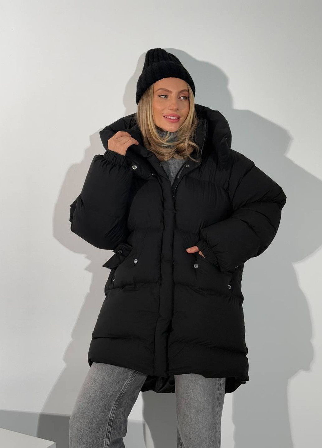 Чорний зимній Пуховик No Brand