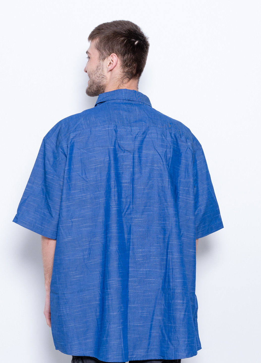 Синяя кэжуал рубашка однотонная Issa с коротким рукавом