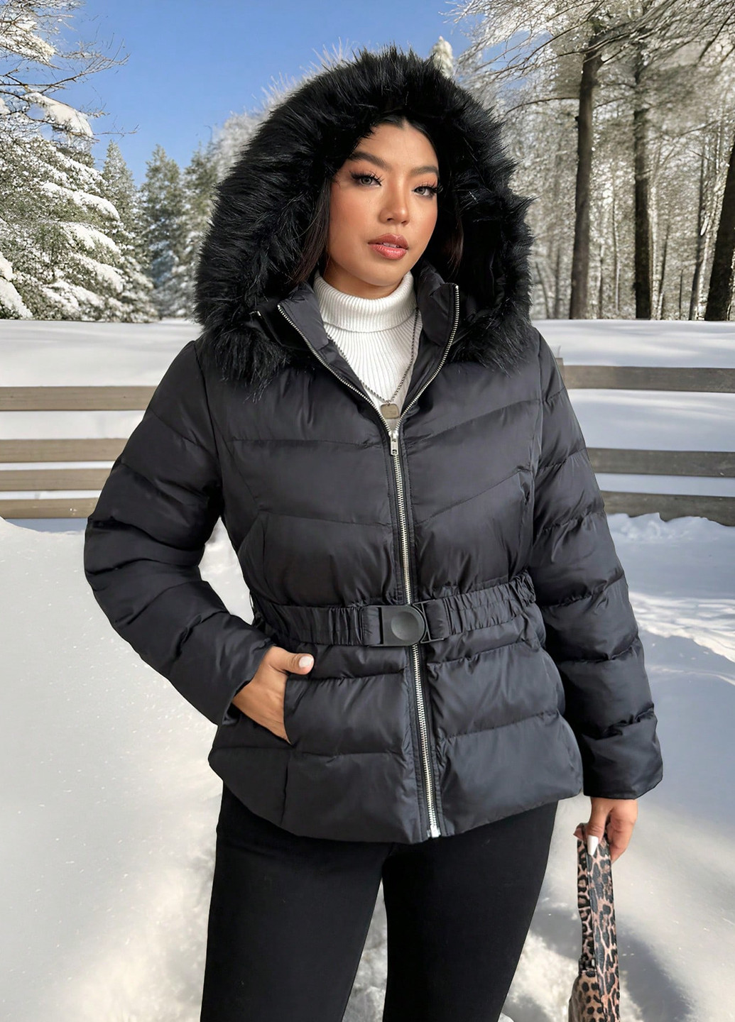 Чорна зимня куртка куртка-пальто SHEIN