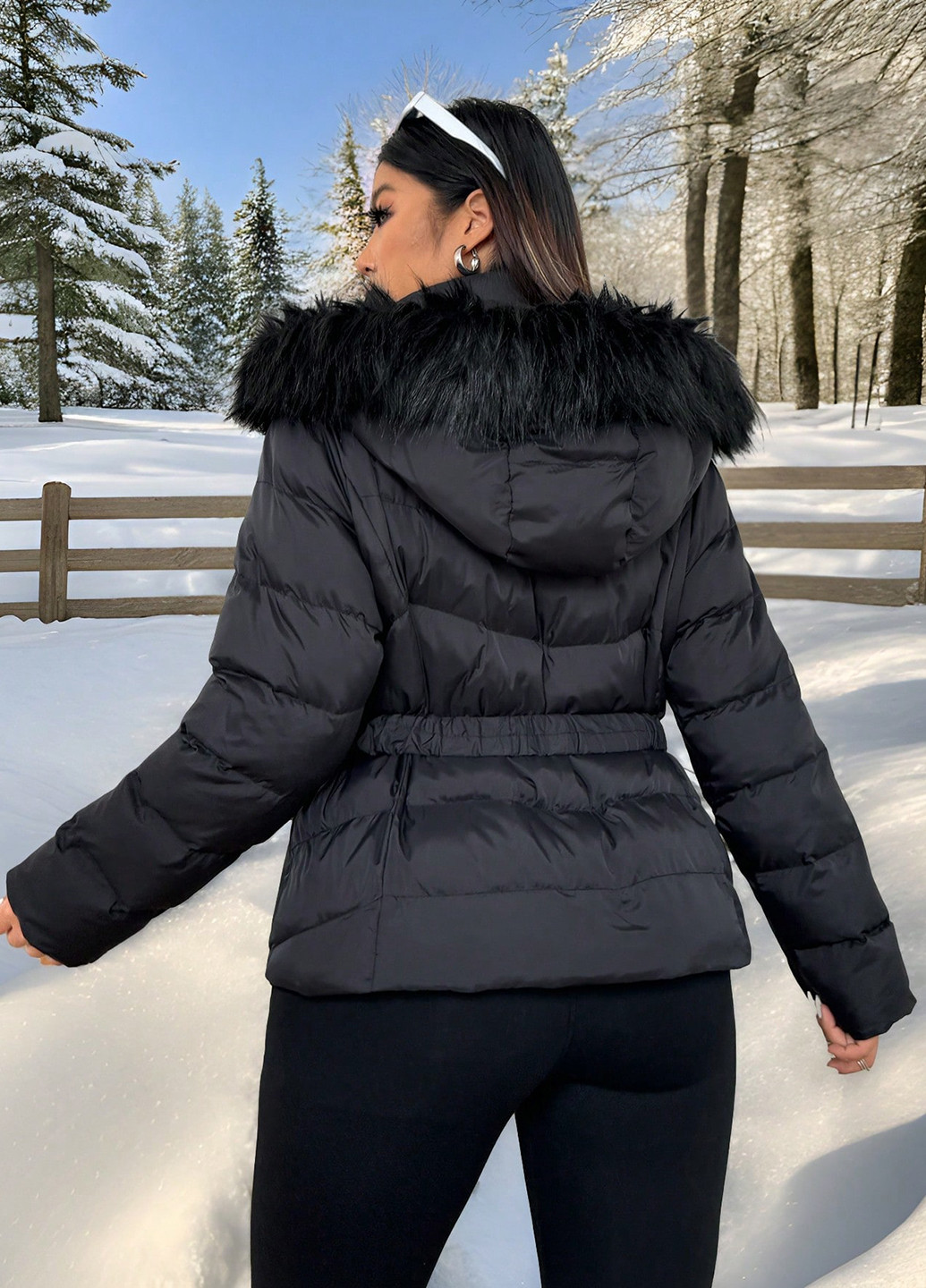 Чорна зимня куртка куртка-пальто SHEIN