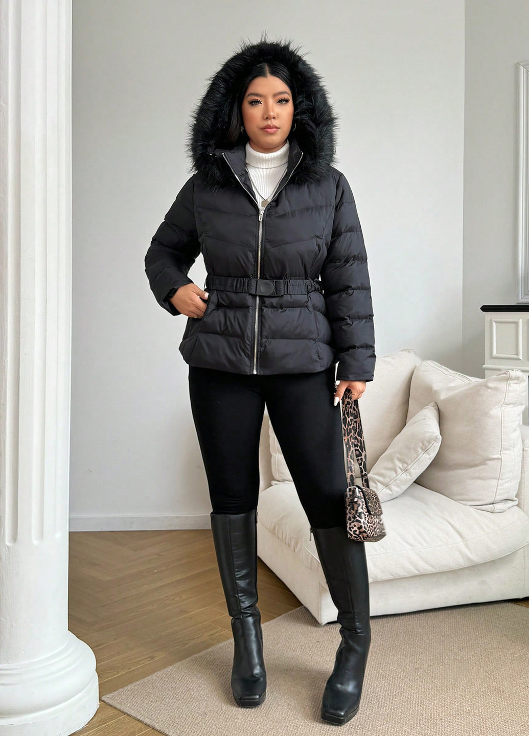 Чорна зимня куртка куртка-пальто SHEIN