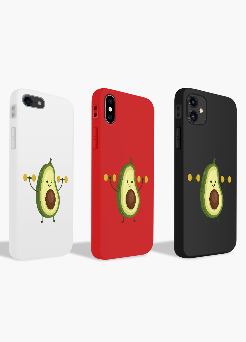Чехол силиконовый Apple Iphone X Авокадо Фитнес (Avocado Fitness) Белый (6129-1394) MobiPrint (219537083)