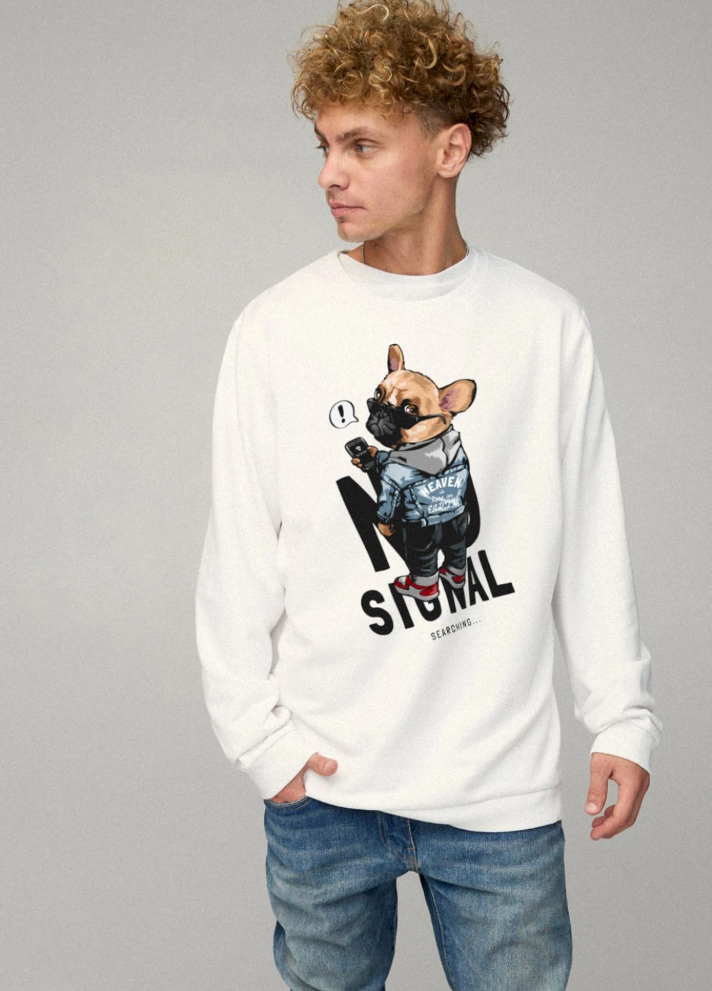 Белый свитшот мужской oversize /no flis/ YAPPI рисунок (251791203)