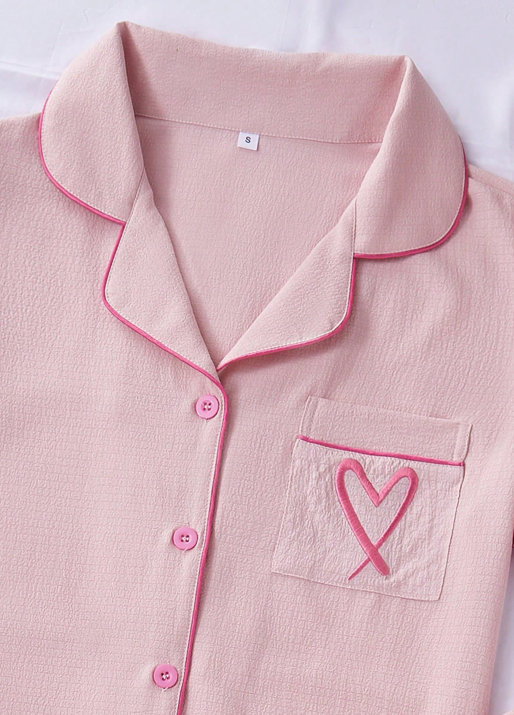 Светло-розовая всесезон пижама (рубашка, брюки) рубашка + брюки SHEIN