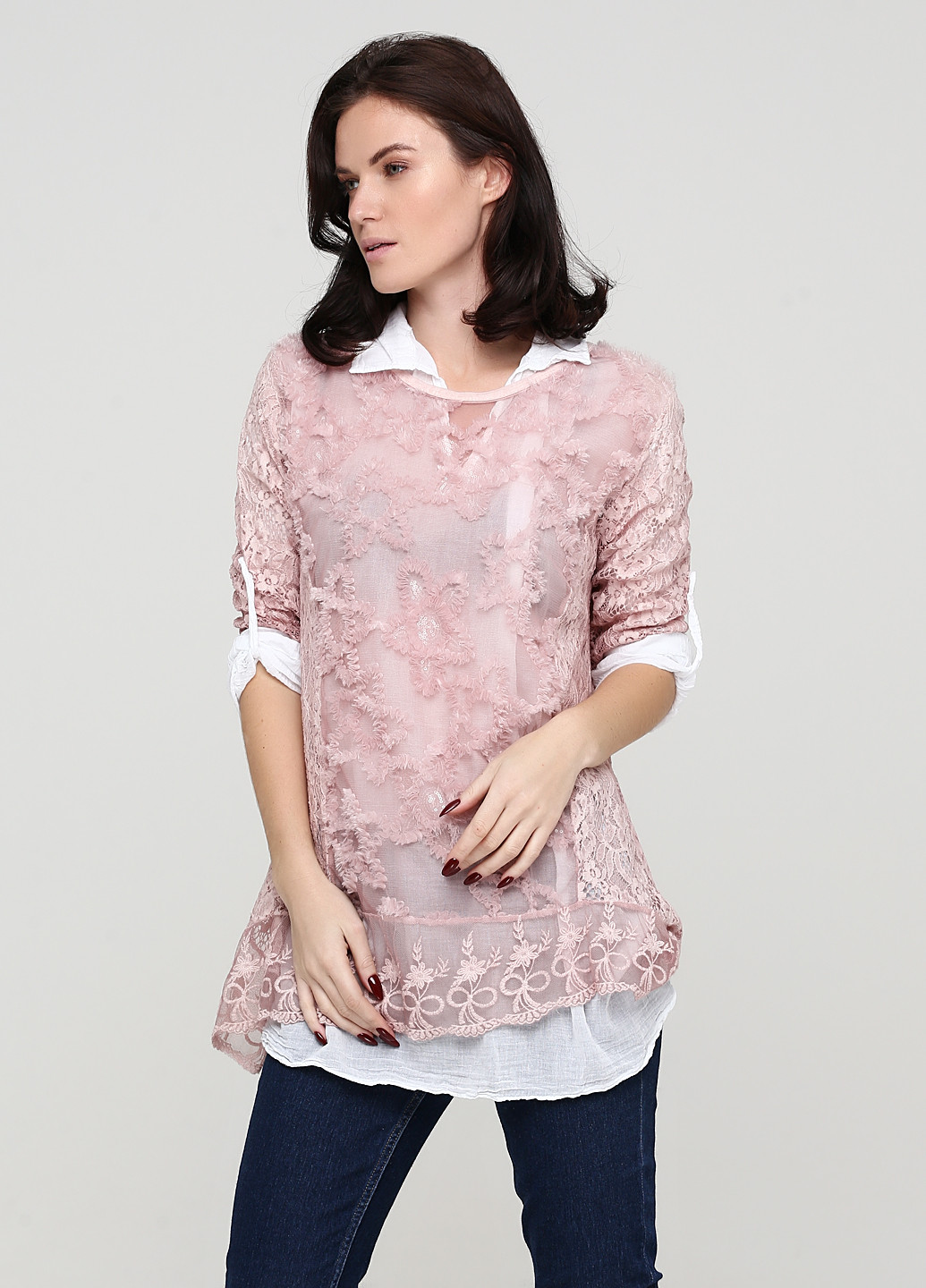 Світло-рожевий демісезонний комплект (туніка, блуза) Made in Italy